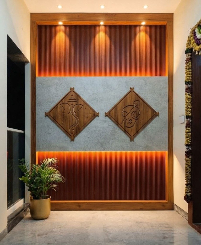 Devotional Teak Entrance Foyer Partition