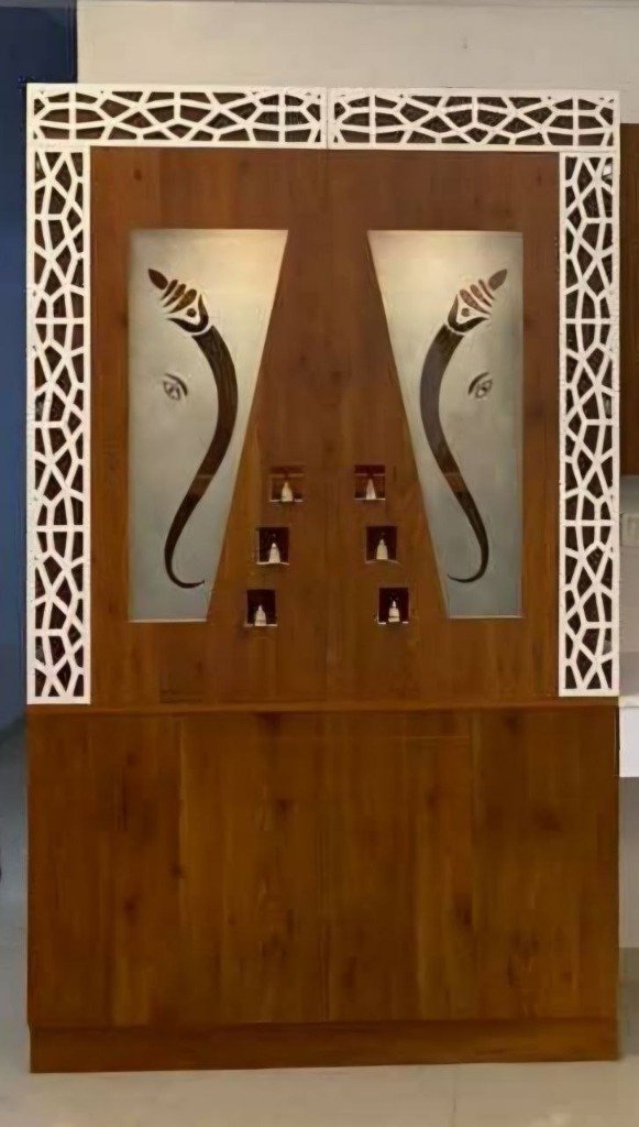 Frosted Ganesha Temple Doors with Bells