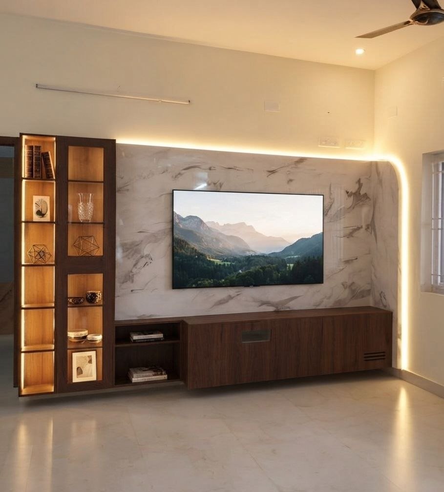 Curved Backlit Calacatta Marble Console