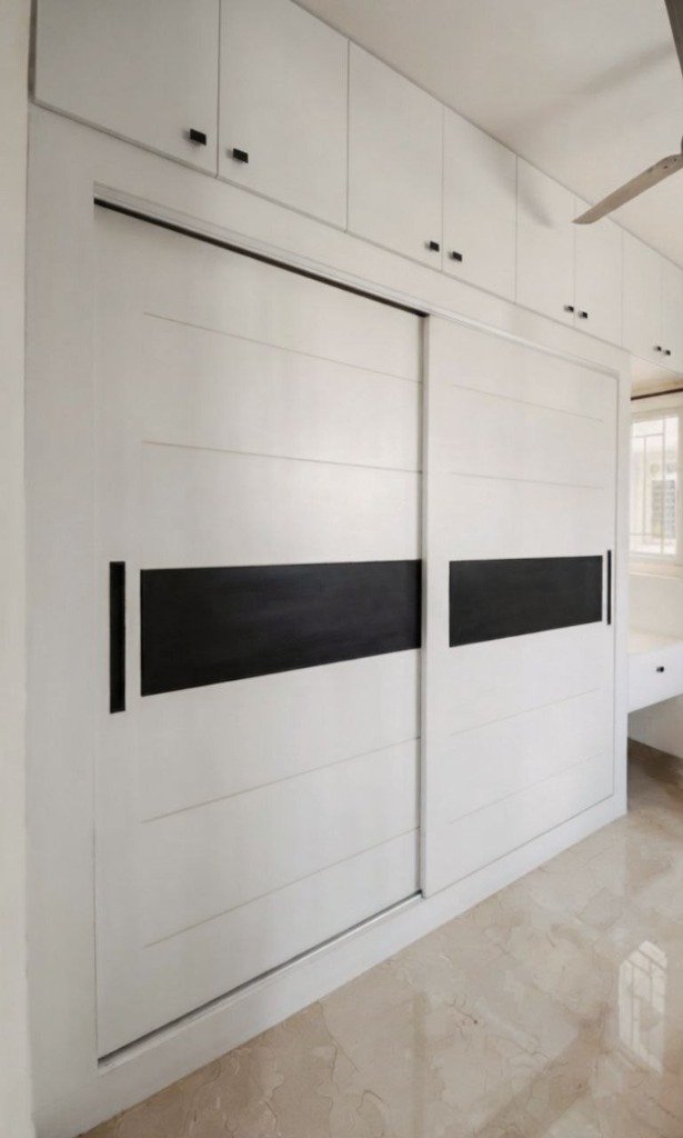 Monochrome Accent Sliding Wardrobe